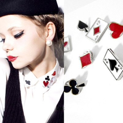 Free shipping  new winter cute and funny modern poker suit small brooch / lapel collar flower