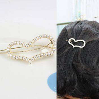 Free Shipping Exquisite The Hollow Love Pearl Hairpin