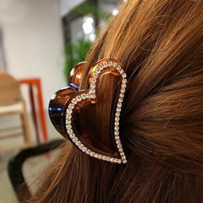 Free Shipping Resin And Fine Diamond Heart-shaped Hairpin