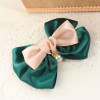 Free Shipping Temperament Double Bow Ribbon The Pearl Pendant Hairpin