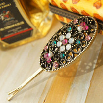 Free Shipping Europe And The United States Retro Fancy Color Oval Hollow Flower Hairpin