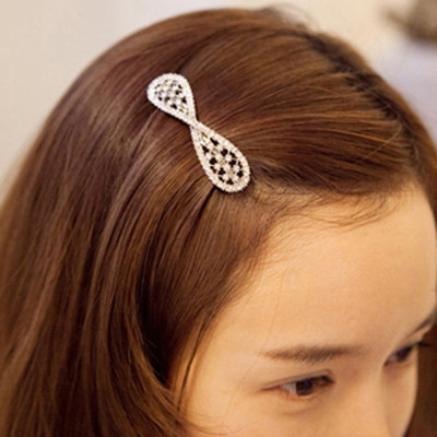 Free Shipping Exquisite Models Beautiful Diamond Pearl Bow Lady Hairpin