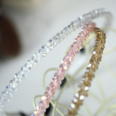 Free Shipping Temperament Wild Hand-woven The Bright Double Row Crystal Hoop Hairband
