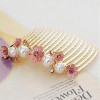 Free Shipping Elegant Fashion Pearl Petal Flower Comb Inserted Clip Hairpin
