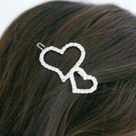 Free Shipping Full Diamond Double Heart Hairpin