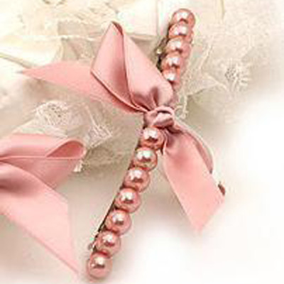 Free Shipping Exquisite Pearl Bow Edge Clip Hairpin