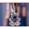 Free shipping Fashion classic crystal elements Bear Pendant Leather Cord Necklace lovers gifts