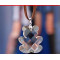 Free shipping Fashion classic crystal elements Bear Pendant Leather Cord Necklace lovers gifts