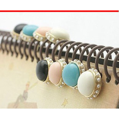 Free shipping Fashion jewelry star fashion sweet candy color semicircle pearl inlaid edge Stud Earrings
