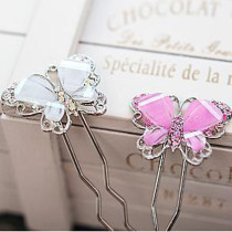 Free Shipping Sweet Butterfly Diamond Colorful Butterfly Hair Stick