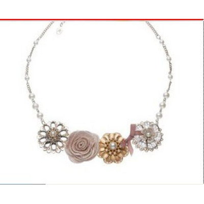 Free shipping Fashion Fairy Princess two rose pearl Vintage Necklace