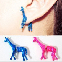 [Free Shipping] Imported Stereo Giraffe And Horse  Cute And Funny Personality Fluorescent Color Earrings