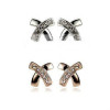 [Free Shipping]  Single Simple Fashion Temperament Cute OL Exquisite Letter X Diamond Female Earrings  Wholesale