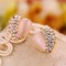 [Free Shipping] Small Jewelry Cute Peach Heart Half Opal Half Diamond Love Heart Female  Earrings Wholesale