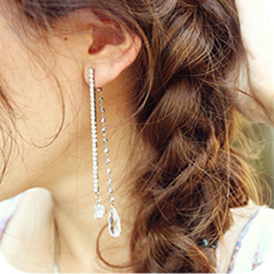 [Free Shipping] Silver Long  Tassel Earrings