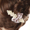 Free Shipping Elegant Pearl Hairpin With Bow Duckbill Clip