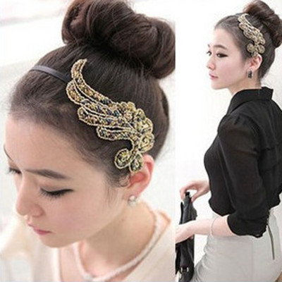 Free Shipping Temperament Colorful Beaded Fabric Hairband