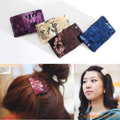 Free Shipping Sparkling Sequins Side Folder Hairpin