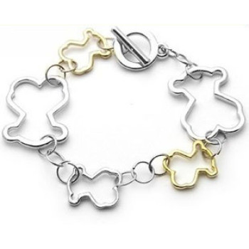 Free shippingFashion jewelry gold and Silver Tone Bracelet cute hollow bear simple girl