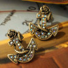 [Free Shipping] Exquisite European And American Style Jewelry Wholesale Retro 2012 New Female  Elegant And Generous Anchor Diamond Earrings