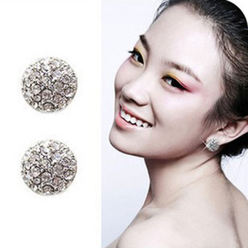 [Free Shipping] Jewelry Wholesale New Temperament The Full Drill Semicircle Noble Spirit Full Of Diamond Stud Earrings