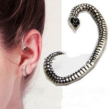 [Free Shipping]  Jewelry Wholesale European And American The Ancient Silver Snake Winding Punk Retro Diamond Shape Earrings