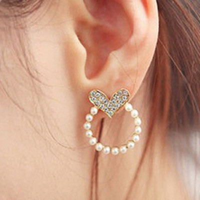 [Free Shipping] Jewelry Wholesale New 2012 Special  Diamond Love Beaded Female Earrings