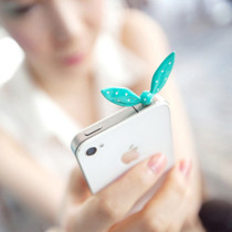 Free shipping the sweet the the jelly color the rabbit ears Shuiyu little bow shape dustproof plug iphone4