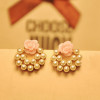 [Free Shipping] The Fashion Imports  OL Elegant Pearl Rose Flower Female Earrings
