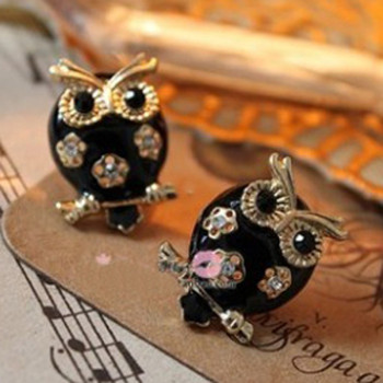[Free Shipping] Jewelry Wholesale European And American Style  Hollow  Owl Earrings