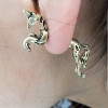 [Free Shipping] European and American Design Punk Retro Unicorn Horse Puncture Earrings Tri-color