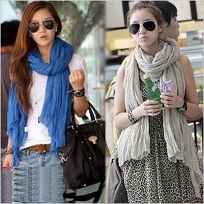 Free Shipping Solid Color Cotton Folds Scarf