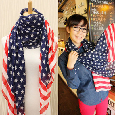 Free Shipping American Stripes Flag Fluffy Fashion Style Scarves