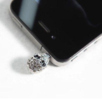 Free shipping Korean handsome cool the diamond skull Iphone Apple mobile phone accessories dustproof plug 7g