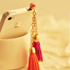 Free shipping Korean tassel flash drilling iphone4 headset dust plug pendant 11g