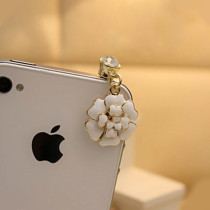 Free Shipping iphone Apple 4S camellias phone plug headphone plug dust plug 7g