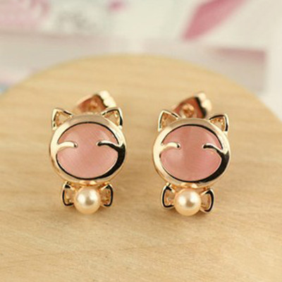 [ Free Shipping] The Jewelry Wholesale  Sweet Temperament Wild Opal Bow Pearl Earrings