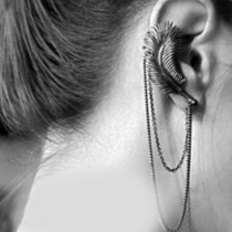 [ Free Shipping]  Jewelry Wholesale European And American Retro  Punk Style Texture Feather Tassel Ear Bones Clip Earrings