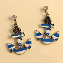 [ Free Shipping] Jewelry Factory Wholesale Foreign Trade Europe And America Retro Hand Naval Wind Anchor Earrings