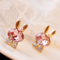 [ Free Shipping]  Jewelry Wholesale New Lovely The Crystal Rabbit Bow Earrings
