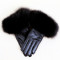 Free Shipping Fox Feather Leather Gloves