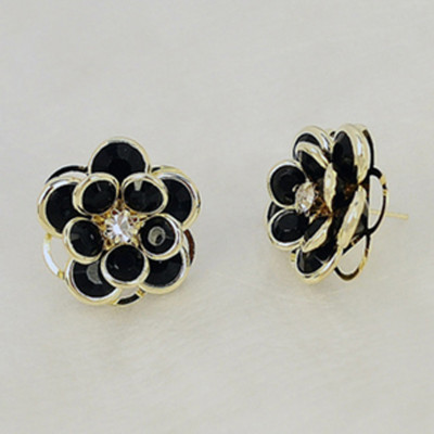 [ Free Shipping]  Jewelry Wholesale  New Diamond, A Small Rose Petals Earrings