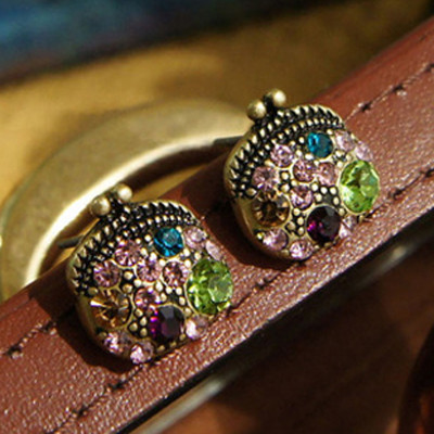 [ Free Shipping]  Jewelry New Fashion Retro Antique Small Purse Diamond Earrings