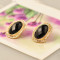 [ Free Shipping] Europe And The United States Earrings Jewelry Wholesale Retro Exaggerated Atmospheric Diamond Black Gem Female Earrings