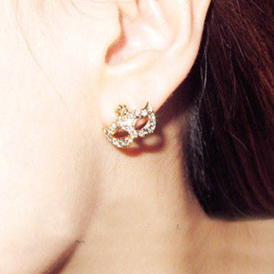 [  Free Shipping ]  Jewelry Super Junior Bohemia Mask Diamond Flowers Earrings
