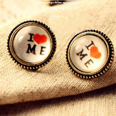 [  Free Shipping ]  European And American Jewelry Wholesale Retro The Transparent Love Letter I * ME Hot female Earrings