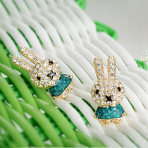 [Free shipping] Earrings Wholesale Retro Fashion Cute Wild Full Of Drilling Rabbit Earrings