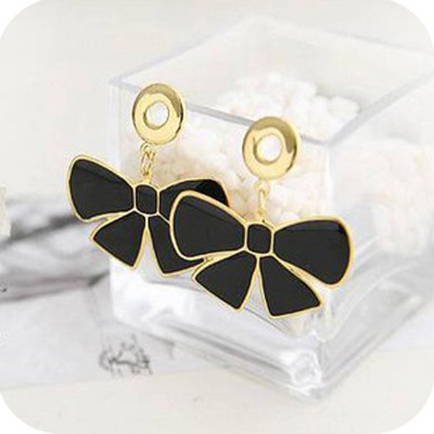 [Free shipping] Jewelry Wholesale Fashion Hot New Jewelry Black Butterfly Knot Earrings