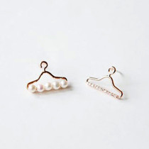 [ Free Shipping ] The Ultra Fine Recommended Chic Asymmetric Hanger Mosaic Amphibole Pearl Earrings