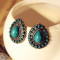 [ Free Shipping ] Jewelry Wholesale Europe and the United States Foreign Trade Jewelry Retro Green Water Drop Gemstone Earrings